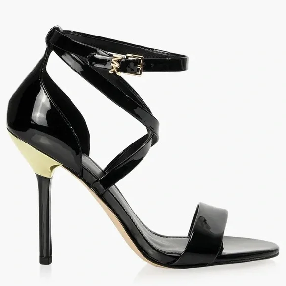 Michael Kors Black Patent Faux Leather Astrid Sandal with Box, Women’s Size 5.